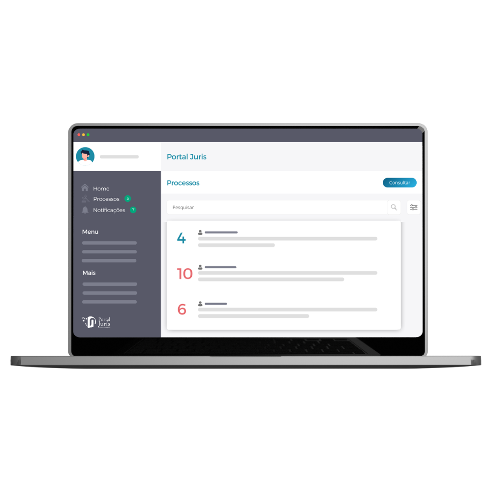 Notebook com imagem da portal sistema Portal Juris